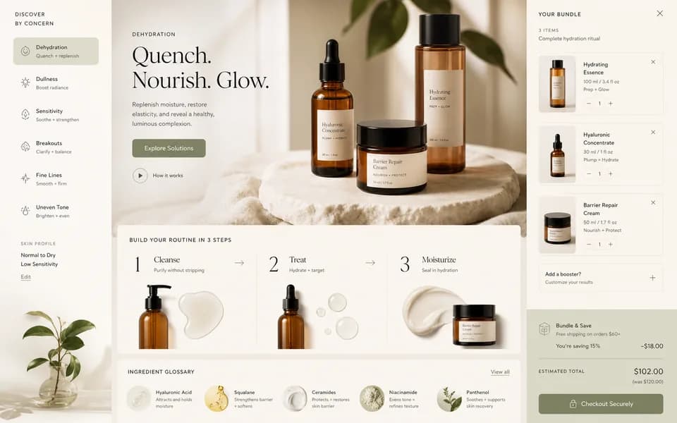 Beauty storefront website example
