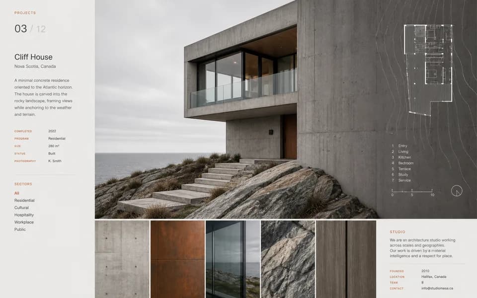 Architecture portfolio website example