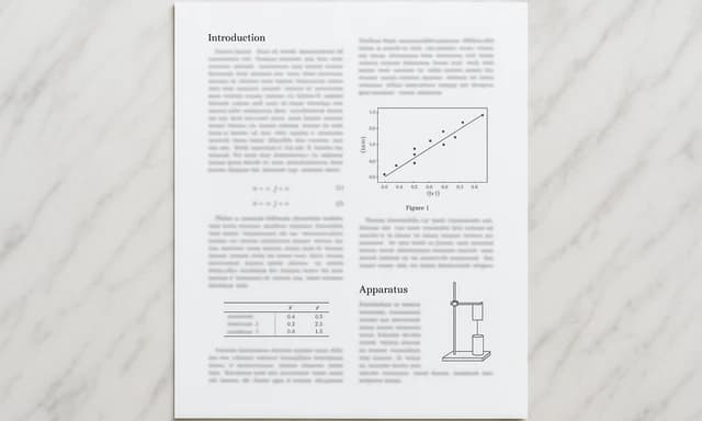 Compiled LaTeX lab report with a results figure