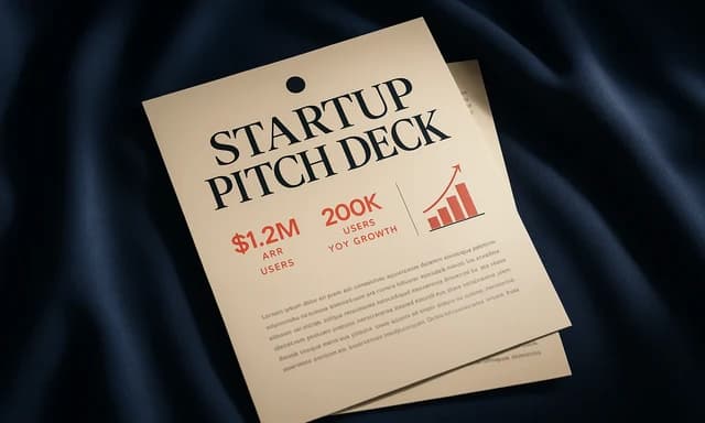 Startup pitch deck title slide and problem narrative